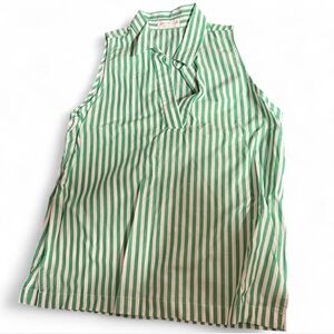 Green Striped Sleeveless Top